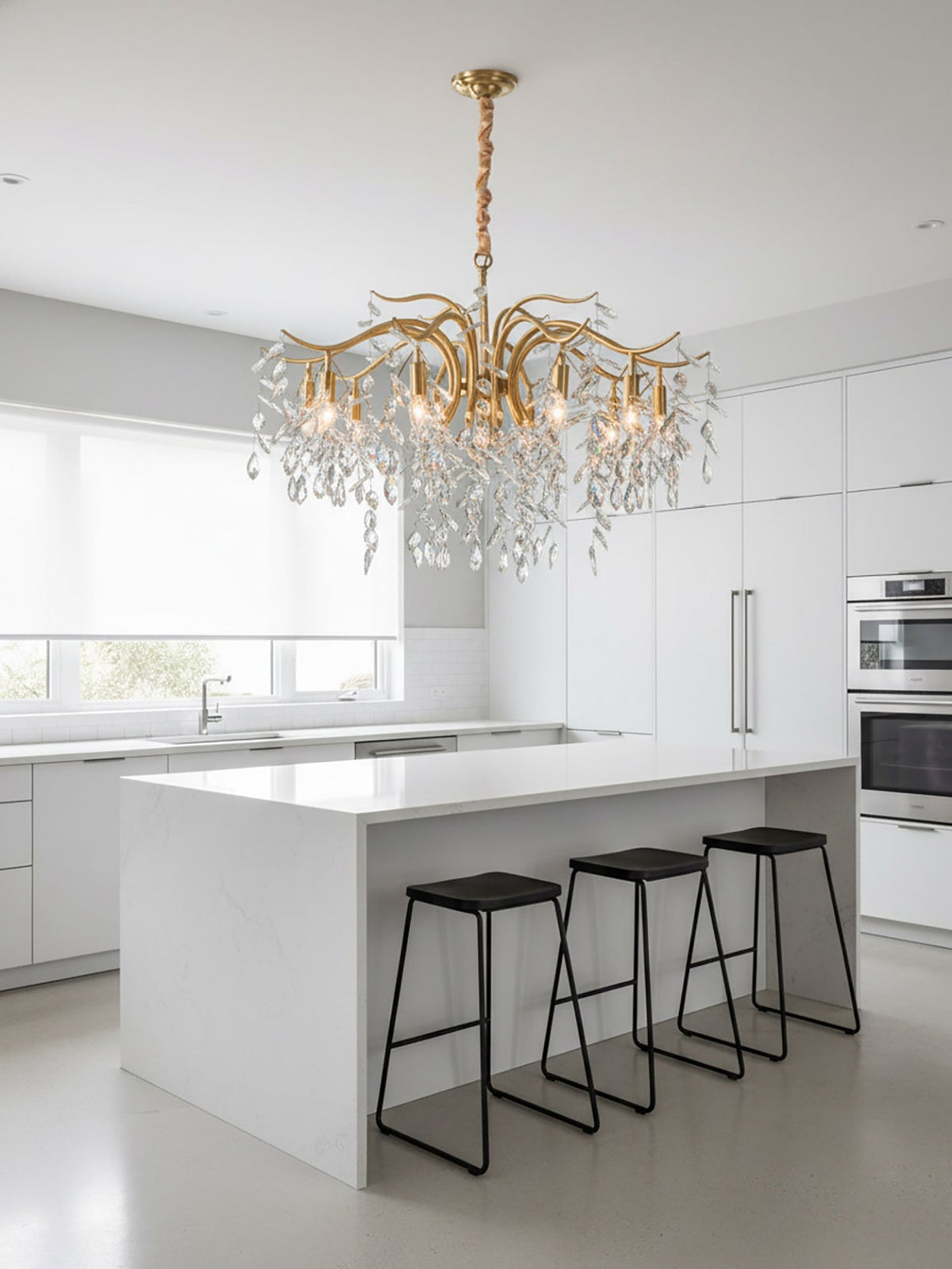 Dorale Curated Solid Brass Chandelier – unlit natural material contrast