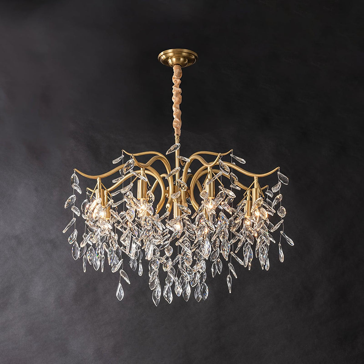 Dorale Curated Solid Brass Chandelier – architectural ceiling profile #1