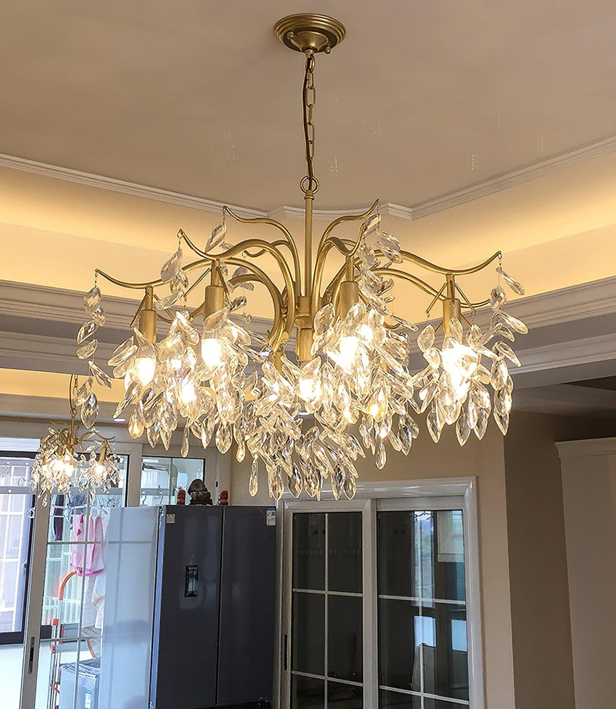 Dorale Curated Solid Brass Chandelier – architectural ceiling profile