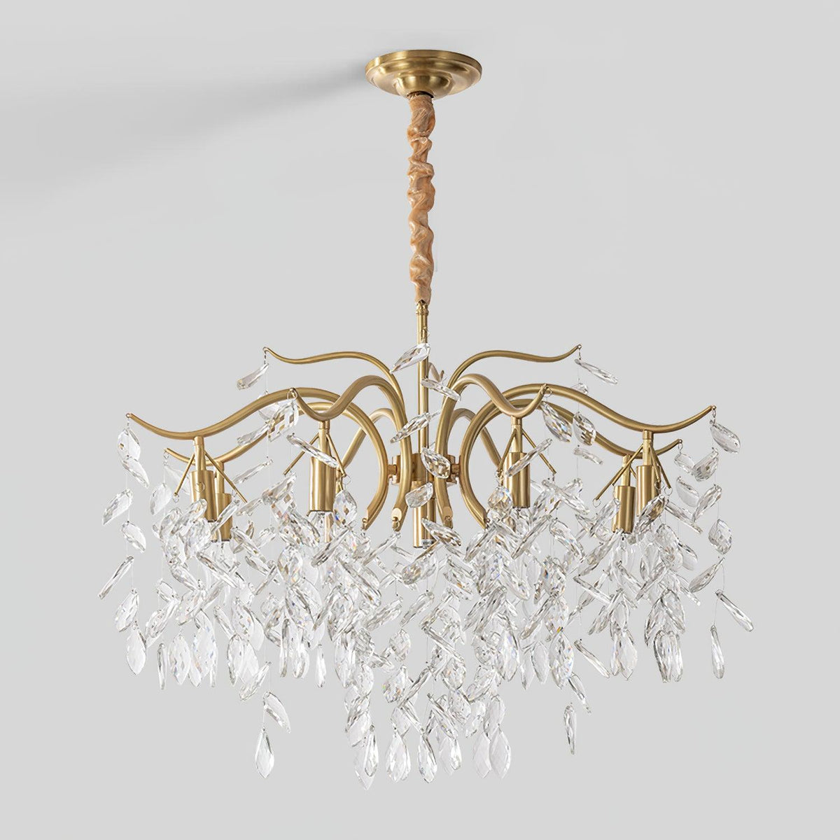 Dorale Curated Solid Brass Chandelier – side angled contour profile