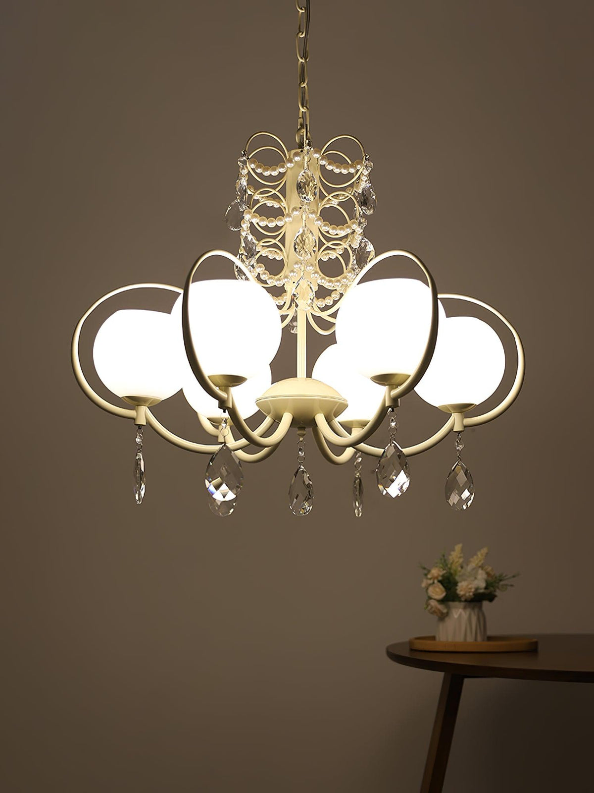 Doria Crystal Curated Mouth-Blown Frosted Glass – spatial dining room perspective