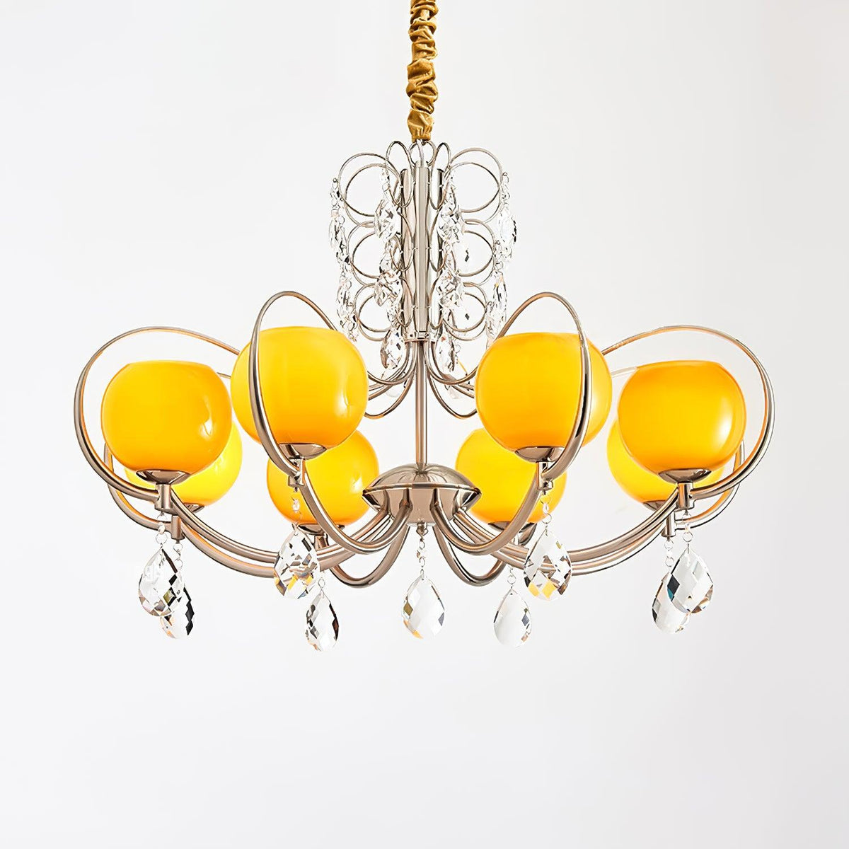 Doria Crystal Curated Mouth-Blown Frosted Glass – full fixture elevation view