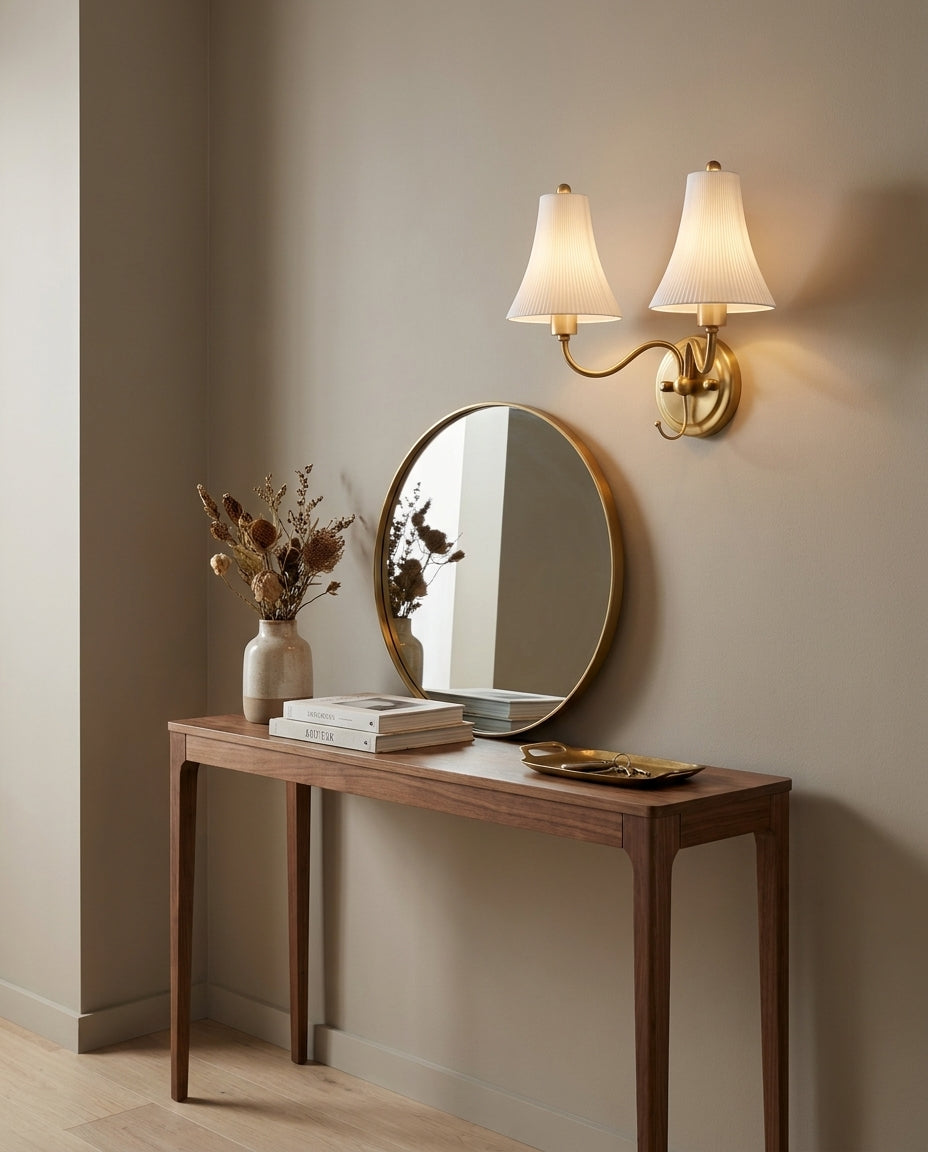 Dorienne Curated Solid Brass Wall Sconce – unlit natural material contrast