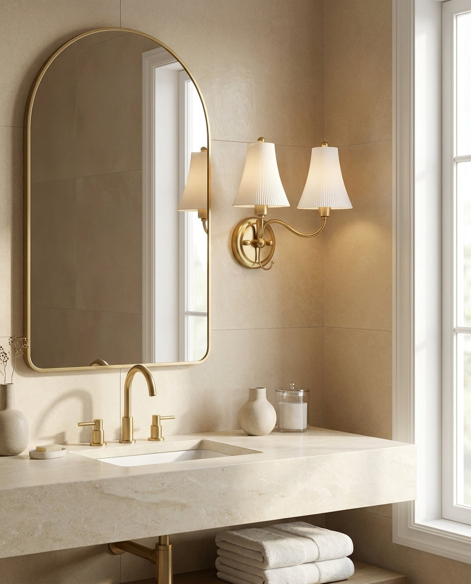Dorienne Curated Solid Brass Wall Sconce – handcrafted surface texture