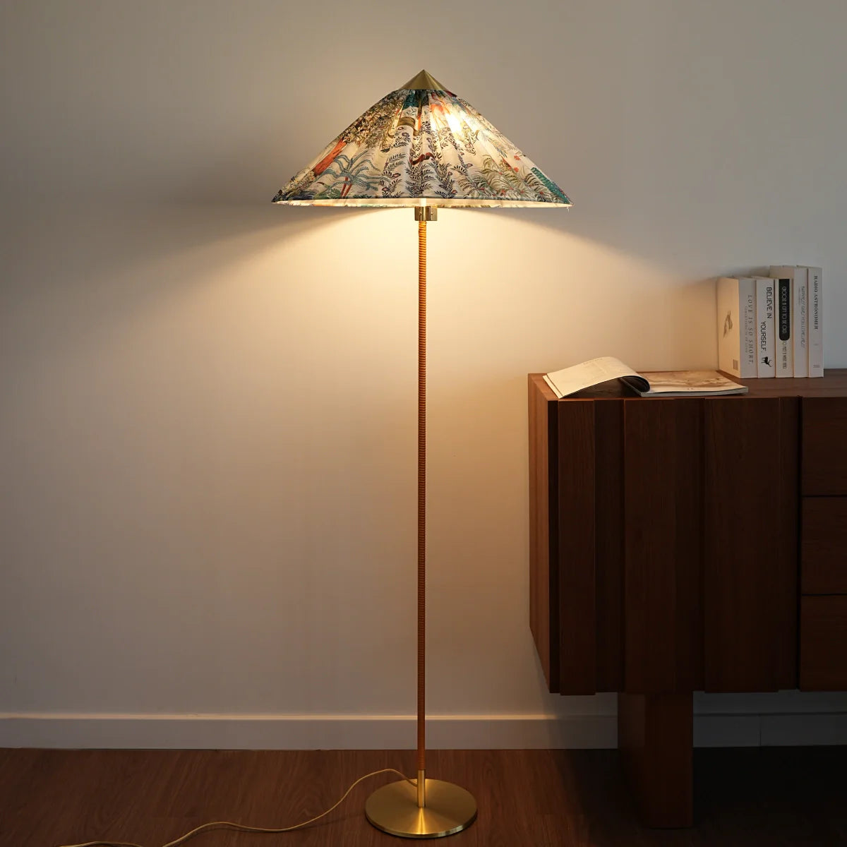 Spanish Alabaster Floor Lamp View 4 | Douli Hand-Woven Rattan Floor Lamp | Wabi-Sabi Designer Standing Light | JINSHE | JINSHE