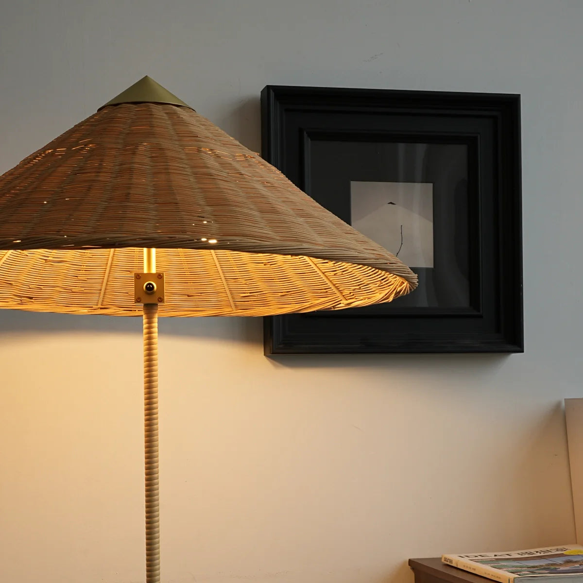 Spanish Alabaster Floor Lamp View 3 | Douli Hand-Woven Rattan Floor Lamp | Wabi-Sabi Designer Standing Light | JINSHE | JINSHE