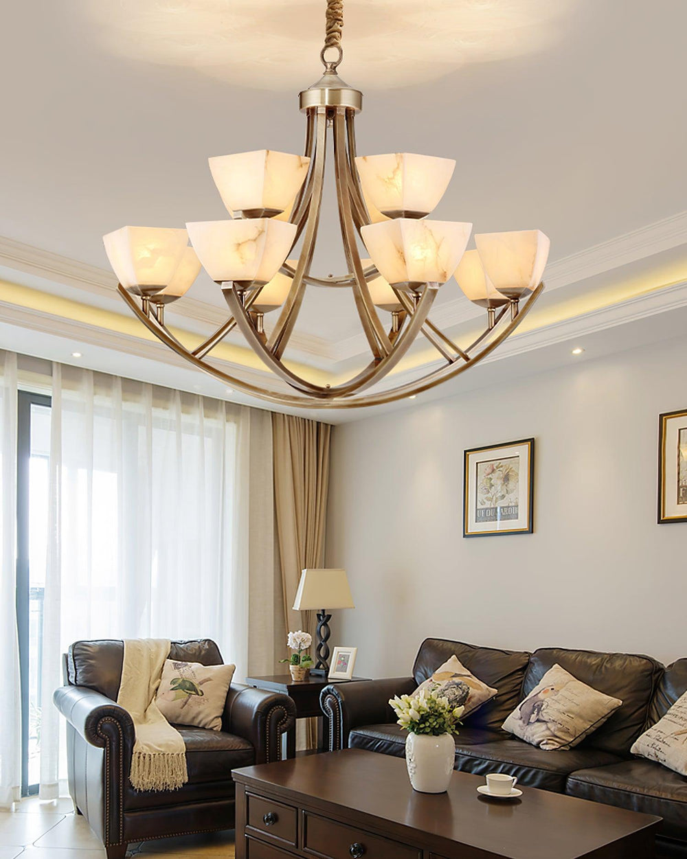Dover Brass Curated Alabaster Chandelier