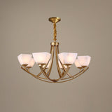 Dover Brass Curated Alabaster Chandelier – illuminated warm ambiance setting #1