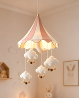Dreamelle Curated Finished Iron Pendant Light warm illuminated room view