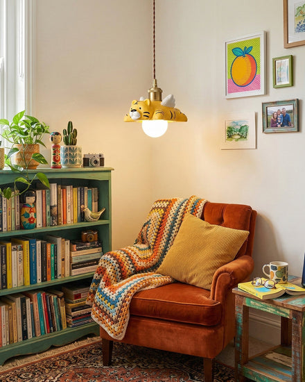 Dreamy Paws Curated Iron & Glass Pendant Light