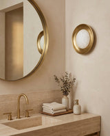 Dura Round Alabaster Curated Alabaster Wall Scon – handcrafted surface texture