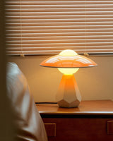Duskora Curated Mouth-Blown Frosted Glass Table – full fixture elevation view