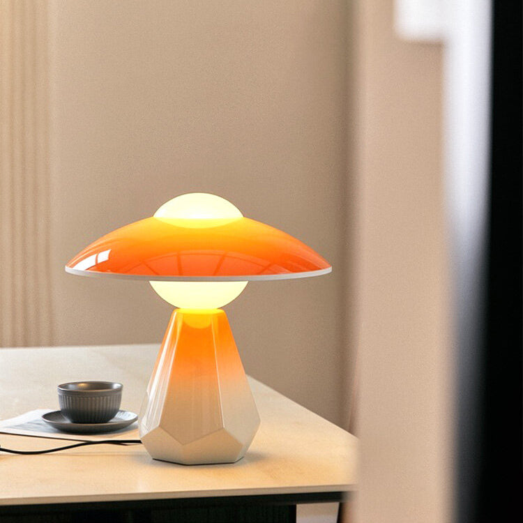 Duskora Curated Mouth-Blown Frosted Glass Table – structural canopy joint detail