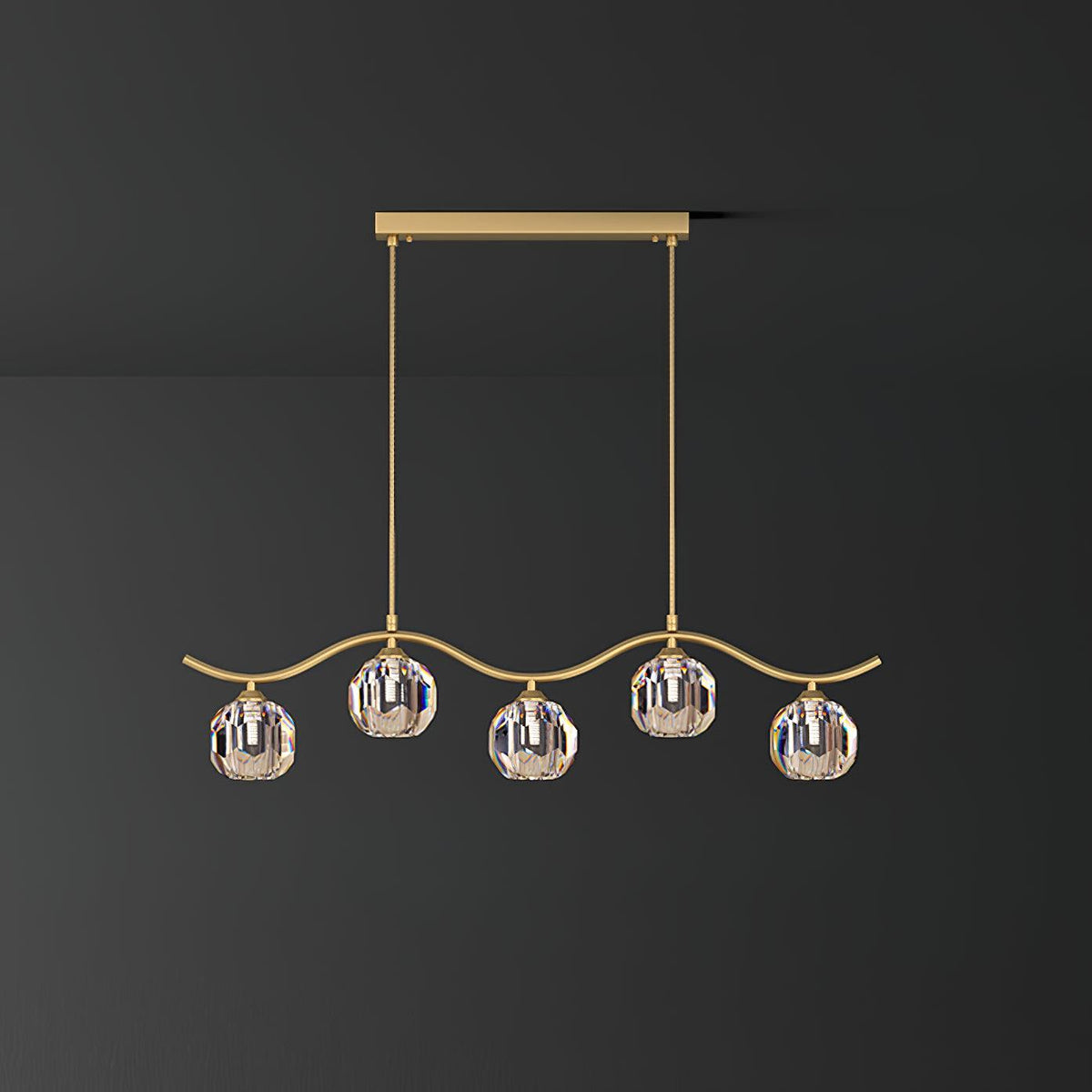 Eara Crystal Curated Solid Brass Chandelier – architectural ceiling profile #1