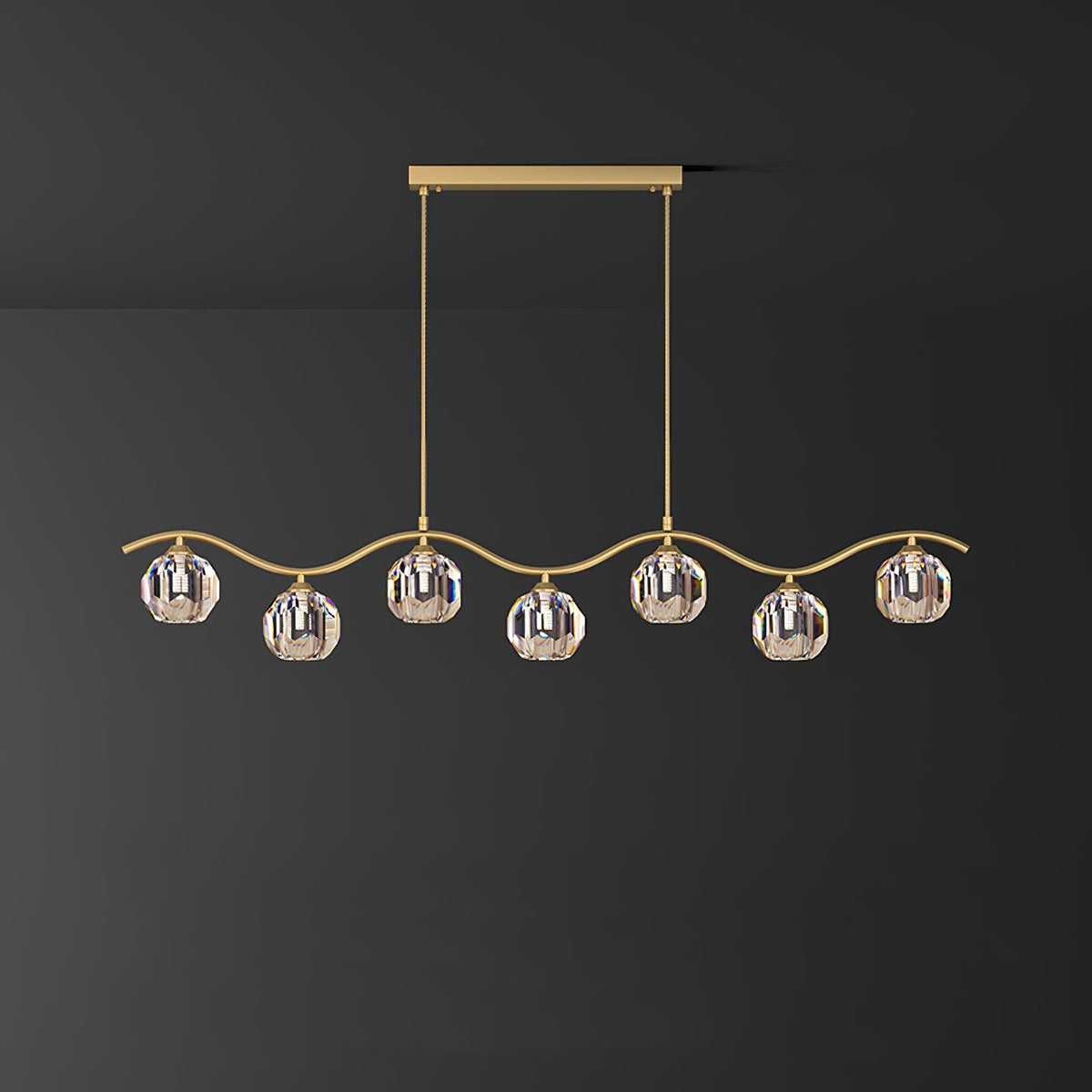 Eara Crystal Curated Solid Brass Chandelier – macro detail view #1