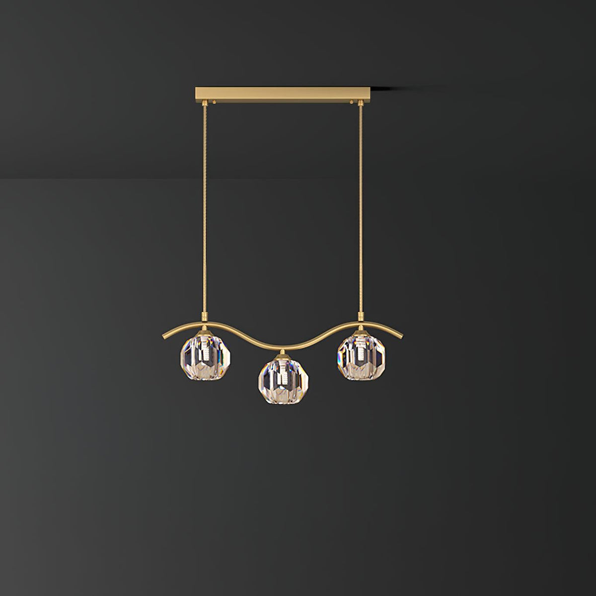 Eara Crystal Curated Solid Brass Chandelier – side angled contour profile