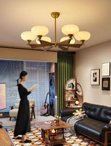 Elara Bloom Curated Mouth-Blown Frosted Glass Ch warm illuminated room view