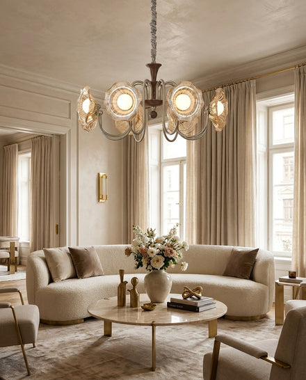 Elarienne Curated Amber Art Glass Chandelier