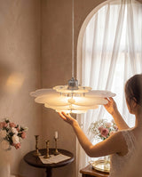 Elarienne Curated Optical Acrylic Pendant Light installed in residential dining space