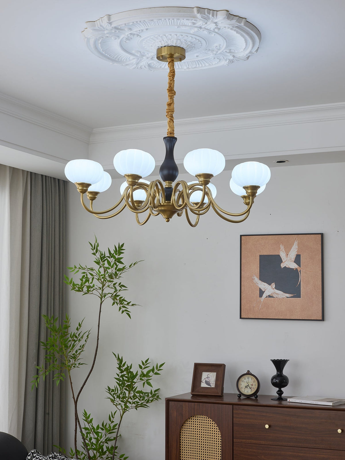 Elaris Curated Mouth-Blown Frosted Glass Chandel – architectural ceiling profile