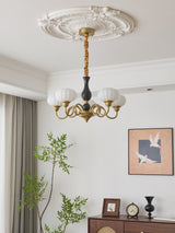 Elaris Curated Mouth-Blown Frosted Glass Chandel – full fixture elevation view