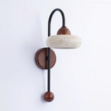 Arc Disc Curated Yellow Travertine Wall Sconce – structural canopy joint detail