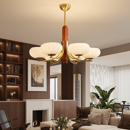 Eldric Curated Mouth-Blown Frosted Glass Chandel