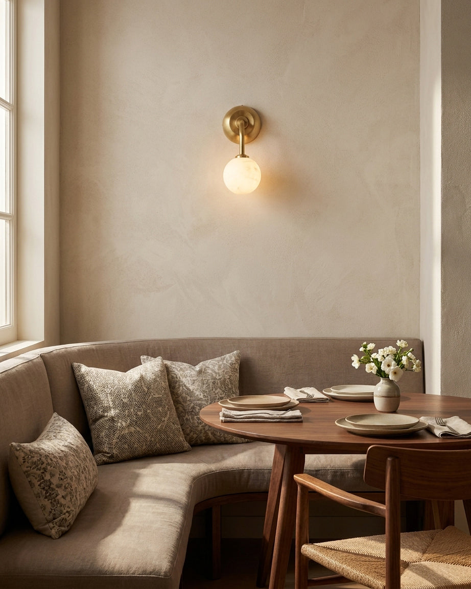 Elio Alabaster Curated Alabaster Wall Sconce – handcrafted surface texture