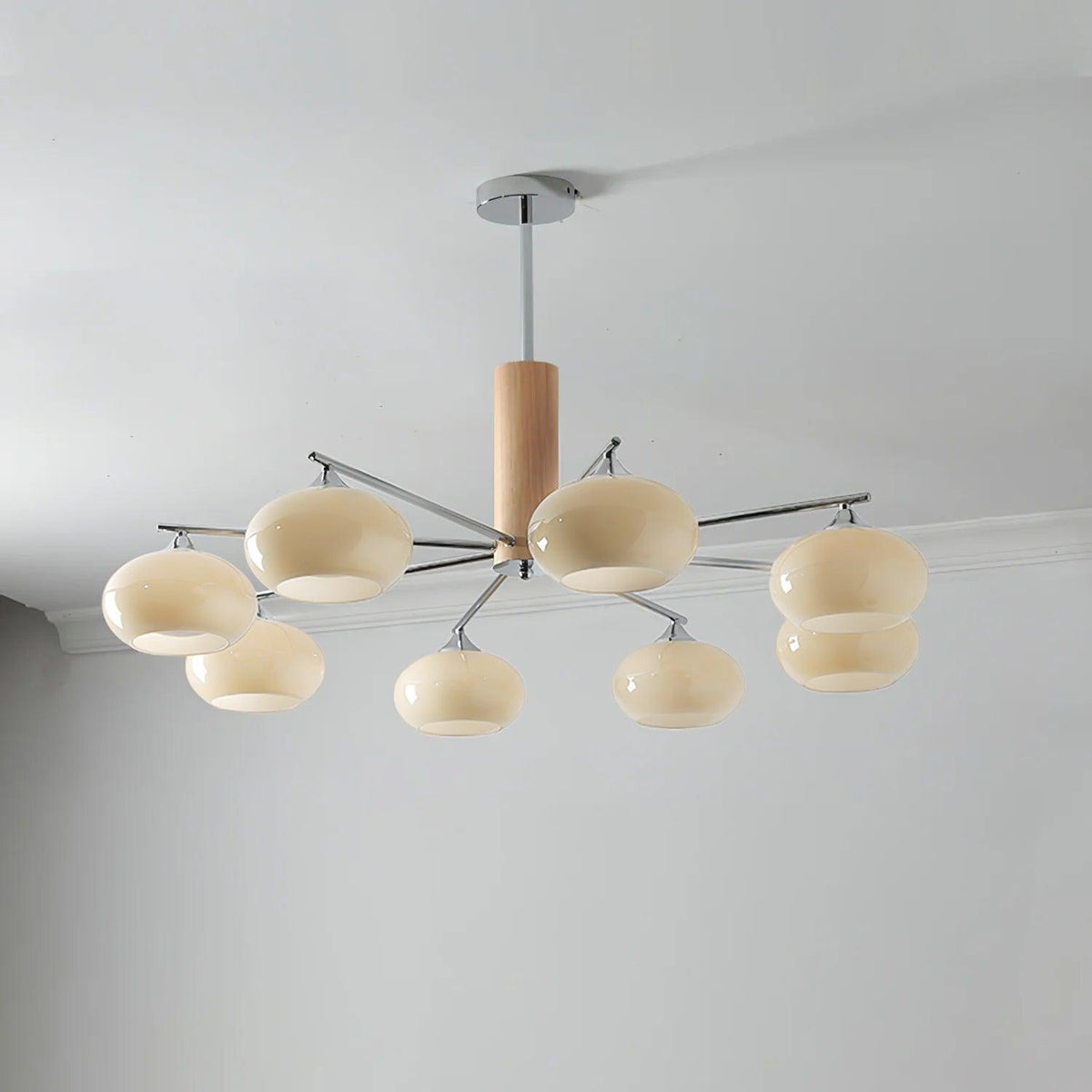 Elliptical Persimmon Curated Mouth-Blown Frosted – full fixture elevation view #1