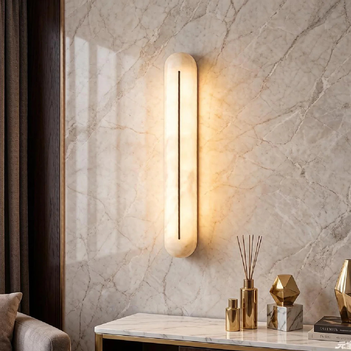 Spanish Alabaster Wall Lamp View 3 | Ellouz Alabaster Wall Sconce | JINSHE | JINSHE