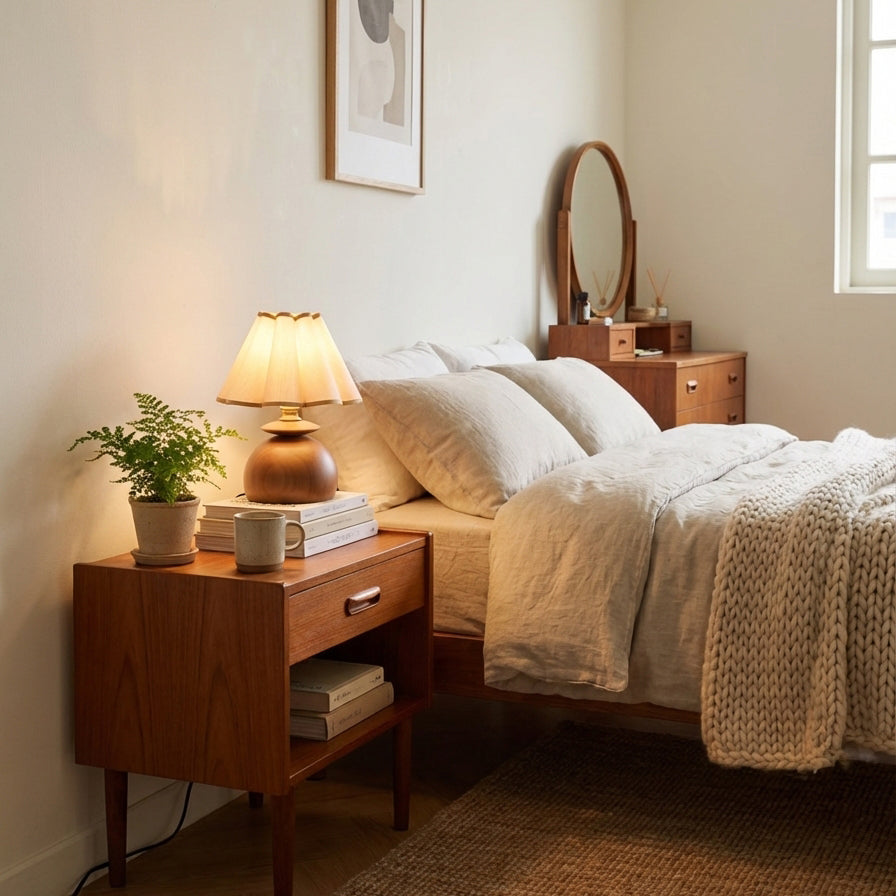Solid Hardwood craftsmanship detail on Elmora Curated Solid Hardwood Table Lamp