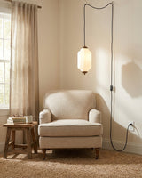 Eloise Glass Curated Mouth-Blown Frosted Glass P installed in residential dining space