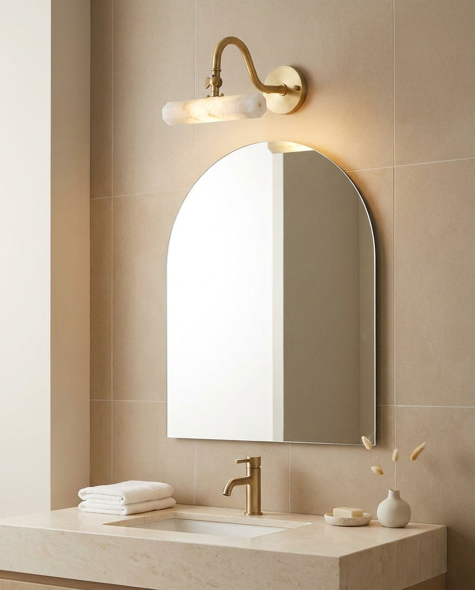 Elowen Alabaster Curated Alabaster Wall Sconce – full fixture elevation view
