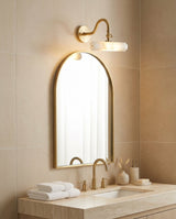 Alabaster craftsmanship detail on Elowen Alabaster Curated Alabaster Wall Sconce