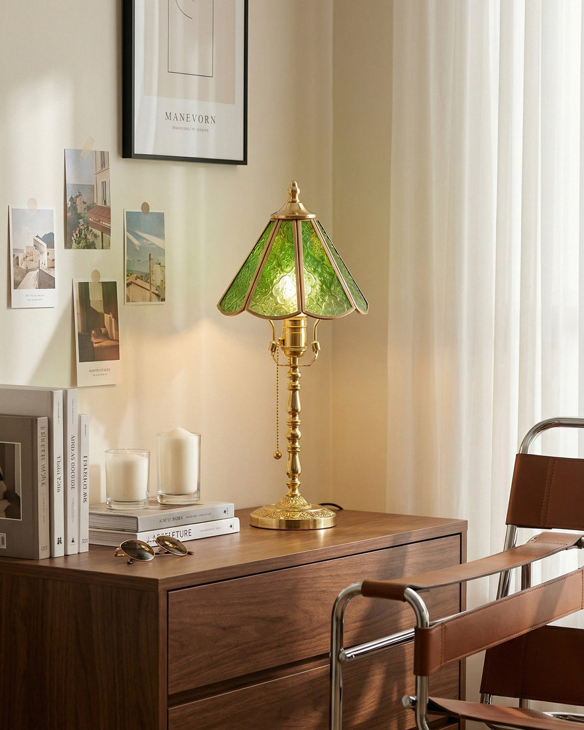 Elowen Glass Curated Mouth-Blown Frosted Glass T – illuminated warm ambiance setting