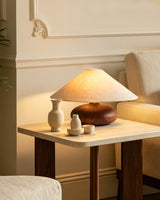 Elowen Curated Solid Hardwood Table Lamp installed in residential dining space