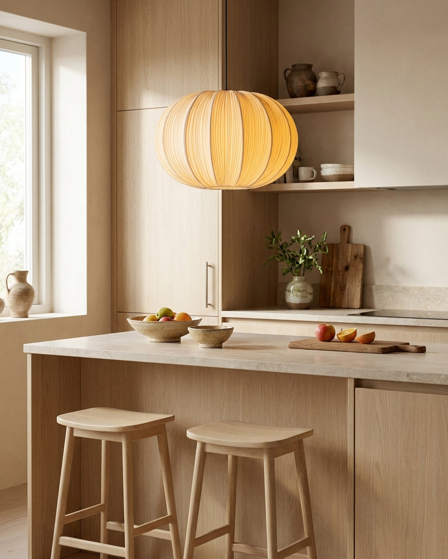 Elunor Curated Finished Iron Pendant Light – handcrafted surface texture