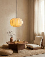 Elunor Curated Finished Iron Pendant Light – unlit natural material contrast