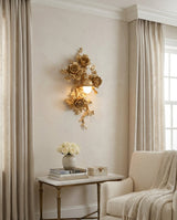 Elysia Bloom Curated Iron & Glass Wall Sconce – dimensional scale reference