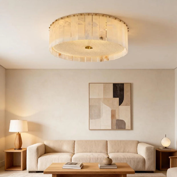Luxury Marble & Solid Brass Flush Mount Ceiling Light | Minimalist Designer Cloud Ceiling Lamp | JINSHE Elysian
