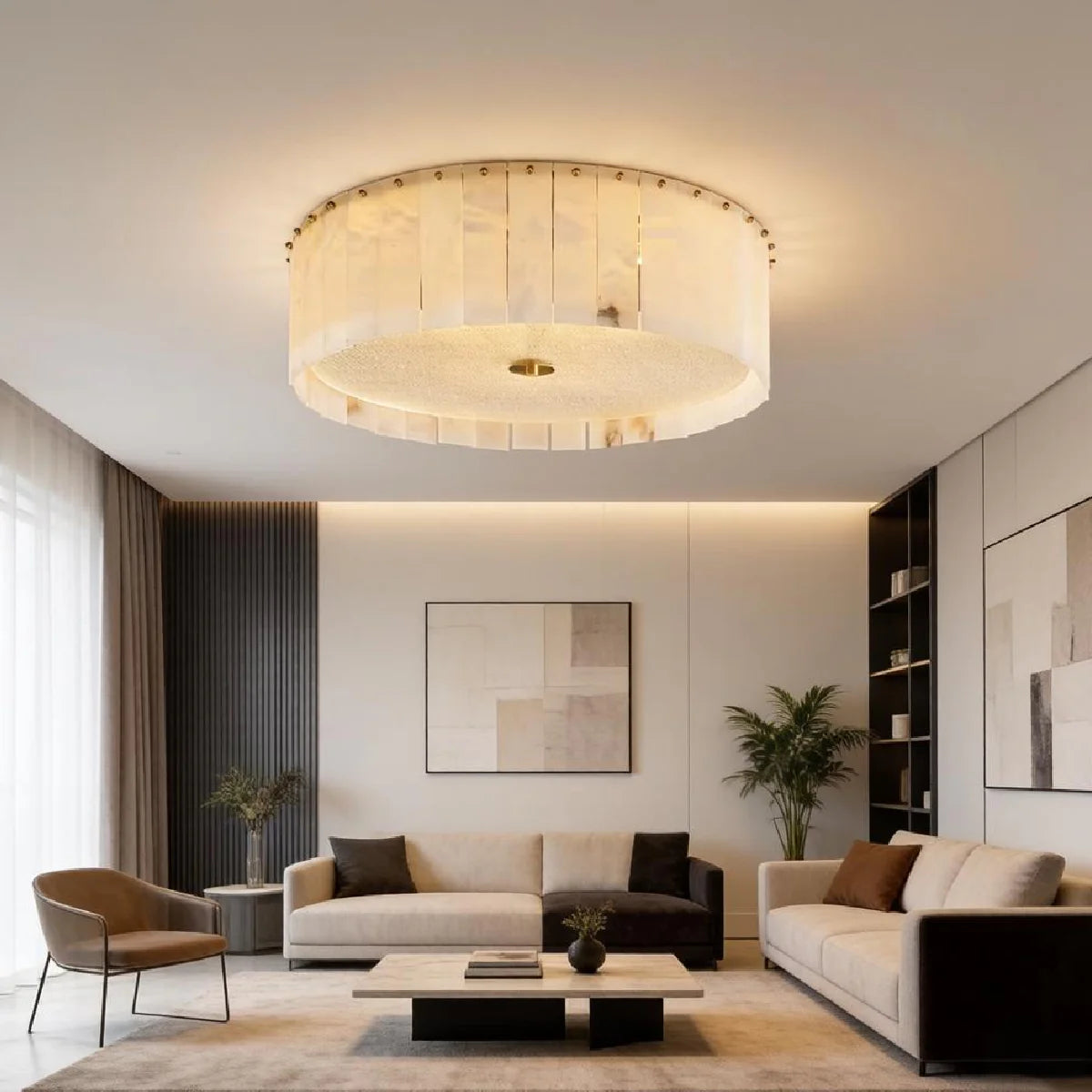 Ceiling Light View 10 | Luxury Marble & Solid Brass Flush Mount Ceiling Light | Minimalist Designer Cloud Ceiling Lamp | JINSHE Elysian | JINSHE