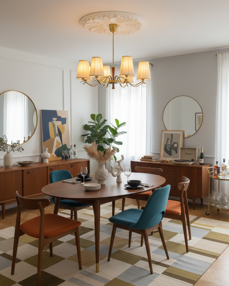 Elysian Glow Curated Iron & Glass Chandelier – full fixture elevation view