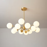 Elysium Curated Mouth-Blown Frosted Glass Chande – 6+6-Lights ∅ 35.4 x H 14.2 finish configuration