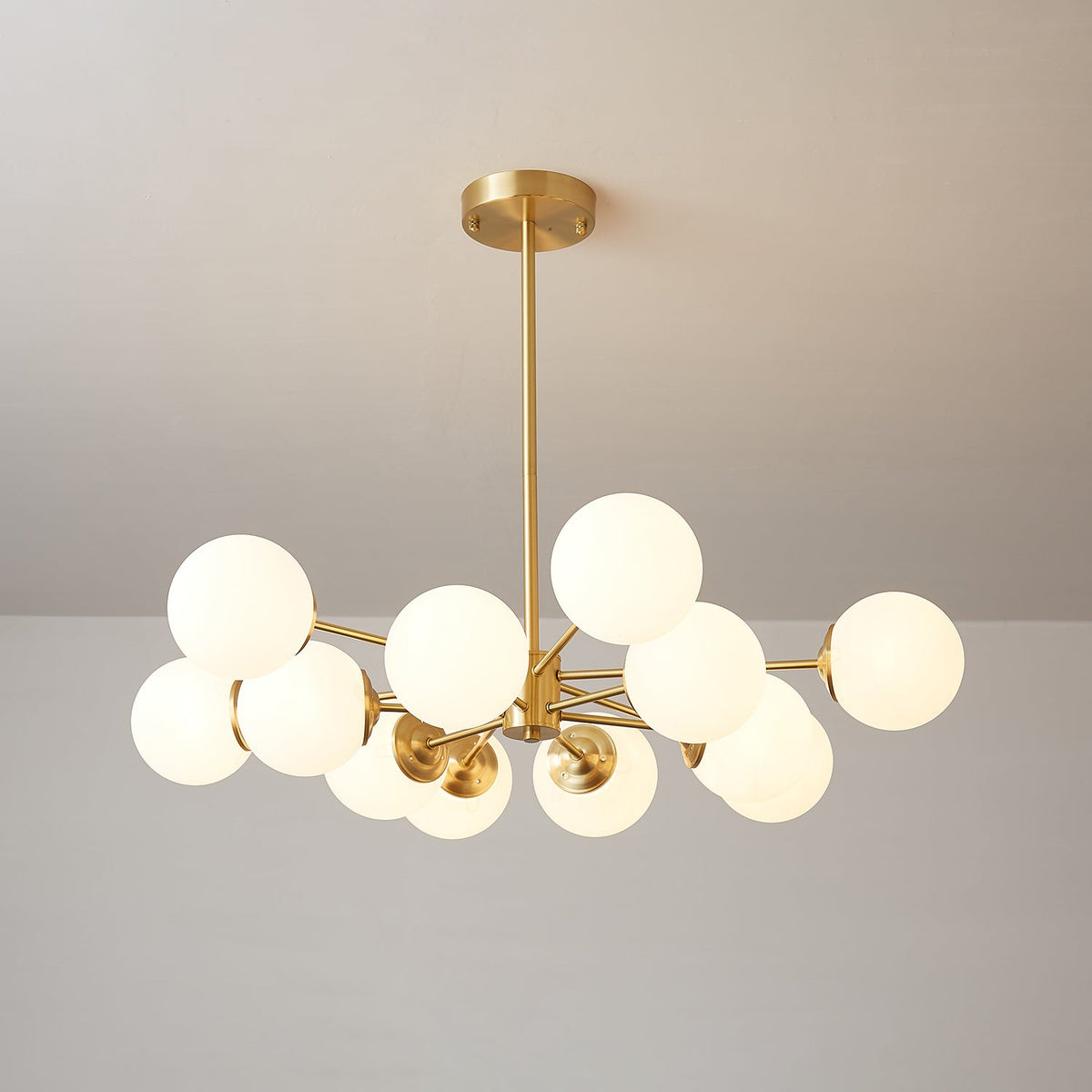 Elysium Curated Mouth-Blown Frosted Glass Chande – side angled contour profile