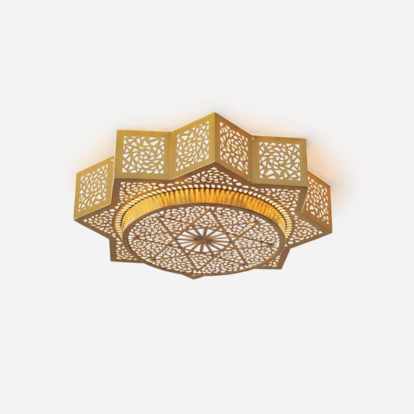 Moroccan Star Curated Iron & Glass Flush Mount C