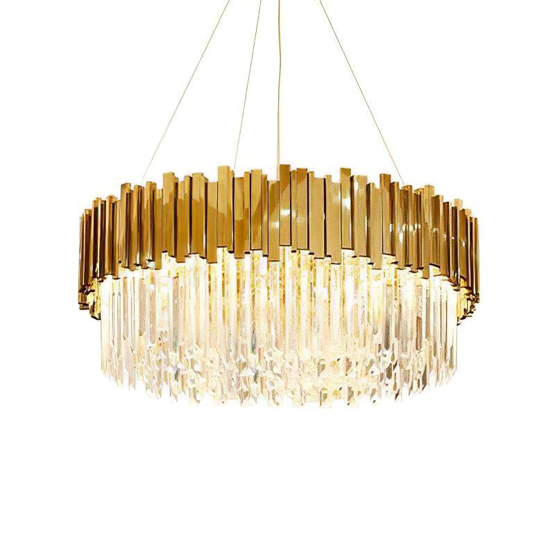 Empire Curated K9 Bohemian Crystal Chandelier – illuminated warm ambiance setting #1