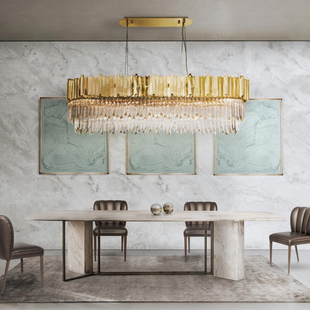Empire Curated K9 Bohemian Crystal Chandelier – illuminated warm ambiance setting