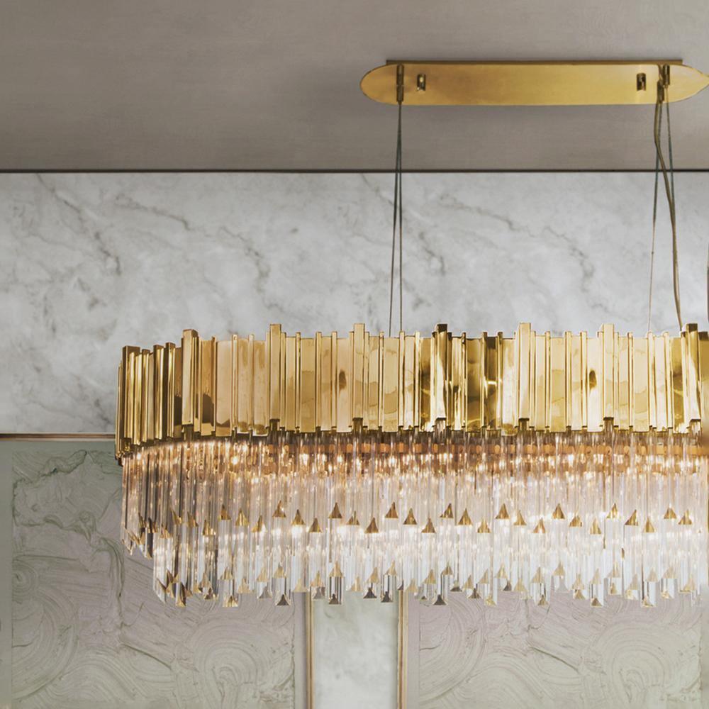 Empire Curated K9 Bohemian Crystal Chandelier – unlit natural material contrast