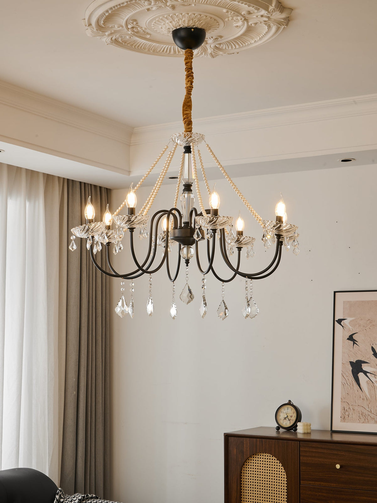 Empress Crystal Curated Mouth-Blown Frosted Glas installed in residential dining space