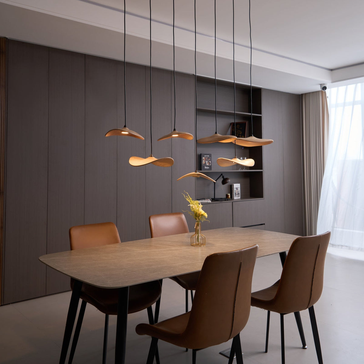 Empty Leaf Curated Solid Hardwood Chandelier – dimensional scale reference
